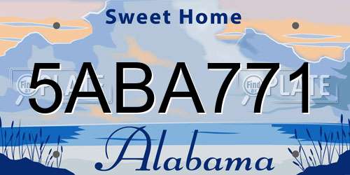 5ABA771 Alabama License Plate