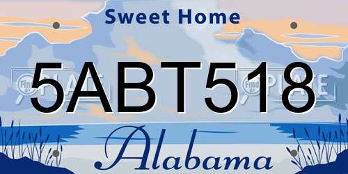 5ABT518 Alabama License Plate