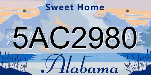 5AC2980 Alabama License Plate