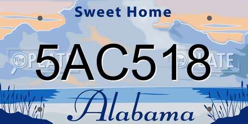5AC518 Alabama License Plate