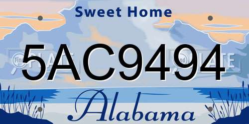 5AC9494 Alabama License Plate