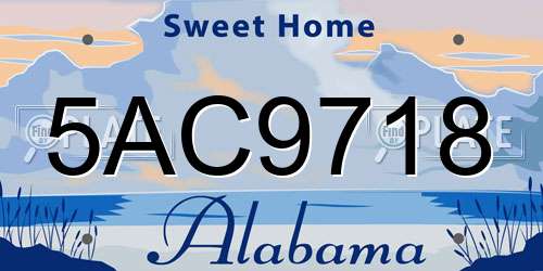 5AC9718 Alabama License Plate