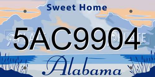 5AC9904 Alabama License Plate