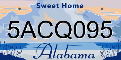 5ACQ095 Alabama License Plate