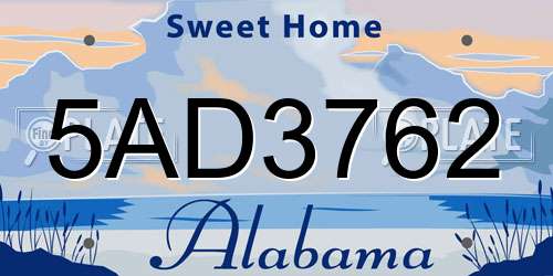 5AD3762 Alabama License Plate