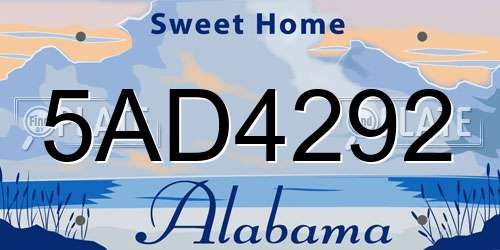 5AD4292 Alabama License Plate