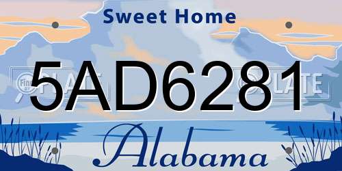 5AD6281 Alabama License Plate