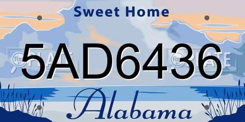 5AD6436 Alabama License Plate