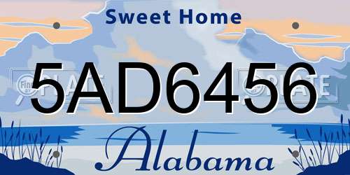5AD6456 Alabama License Plate