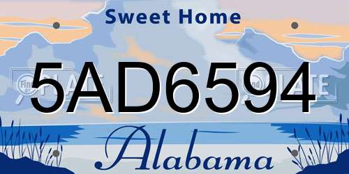 5AD6594 Alabama License Plate