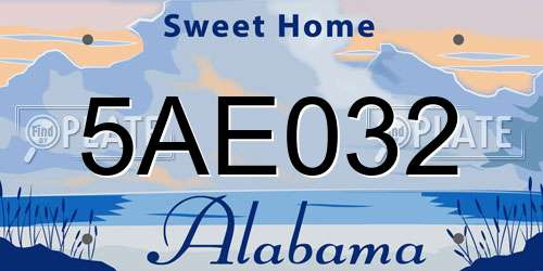 5AE032 Alabama License Plate