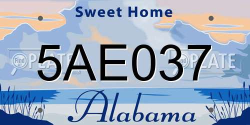 5AE037 Alabama License Plate
