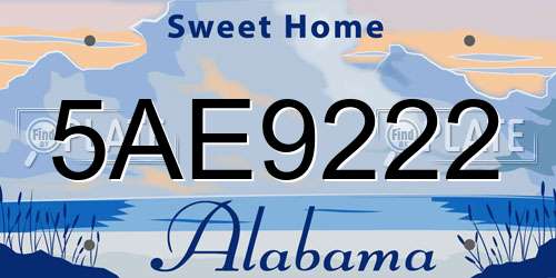 5AE9222 Alabama License Plate