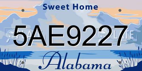 5AE9227 Alabama License Plate