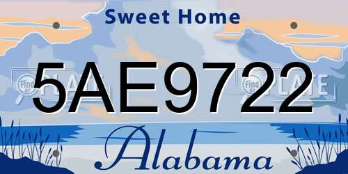 5AE9722 Alabama License Plate