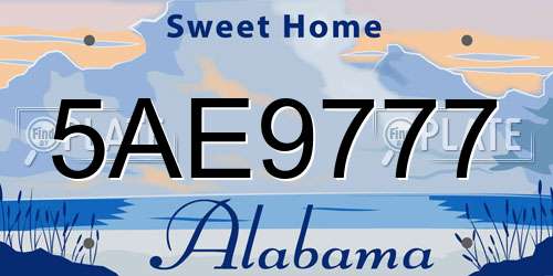 5AE9777 Alabama License Plate