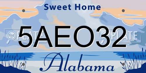 5AEO32 Alabama License Plate