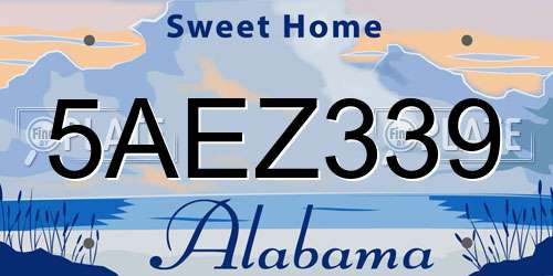 5AEZ339 Alabama License Plate