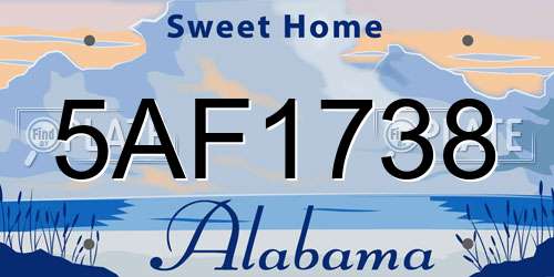 5AF1738 Alabama License Plate