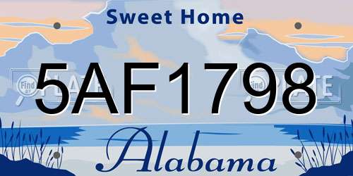 5AF1798 Alabama License Plate
