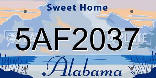 5AF2037 Alabama License Plate