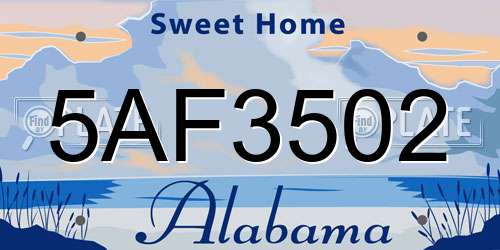 5AF3502 Alabama License Plate