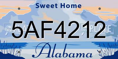 5AF4212 Alabama License Plate