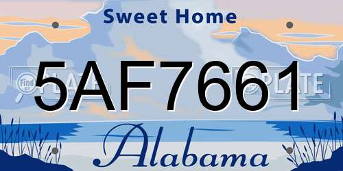 5AF7661 Alabama License Plate