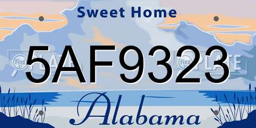 5AF9323 Alabama License Plate