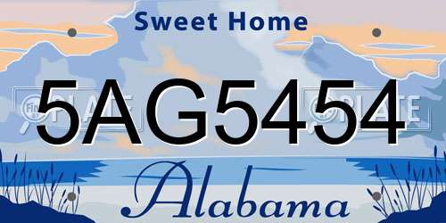 5AG5454 Alabama License Plate