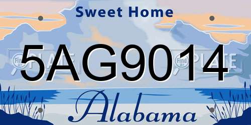 5AG9014 Alabama License Plate