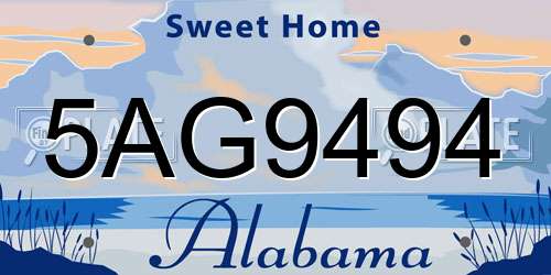 5AG9494 Alabama License Plate