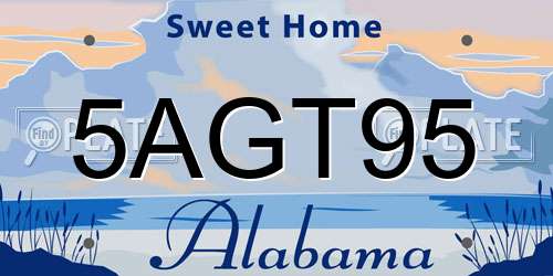 5AGT95 Alabama License Plate