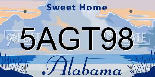 5AGT98 Alabama License Plate