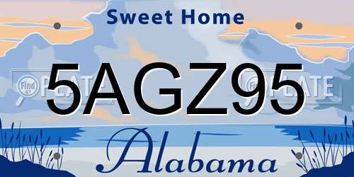 5AGZ95 Alabama License Plate