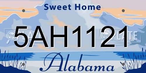 5AH1121 Alabama License Plate