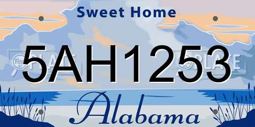 5AH1253 Alabama License Plate