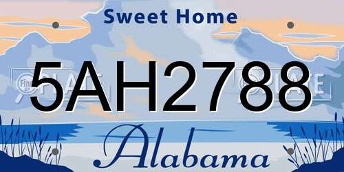 5AH2788 Alabama License Plate