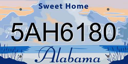 5AH6180 Alabama License Plate