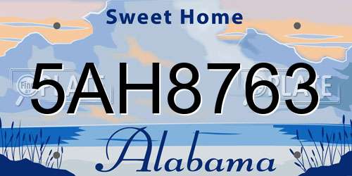 5AH8763 Alabama License Plate