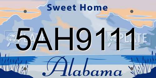 5AH9111 Alabama License Plate