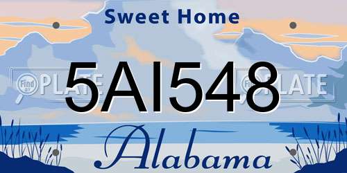 5AI548 Alabama License Plate
