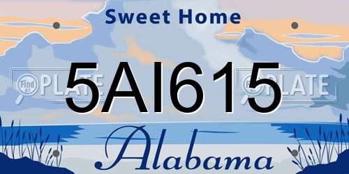 5AI615 Alabama License Plate