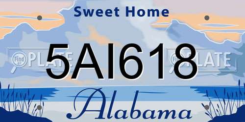 5AI618 Alabama License Plate
