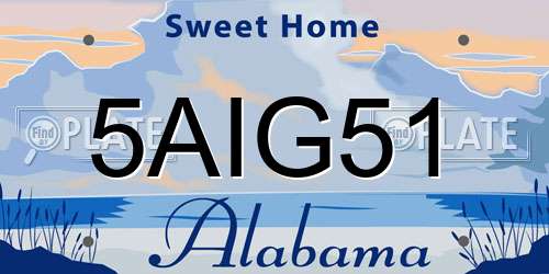 5AIG51 Alabama License Plate