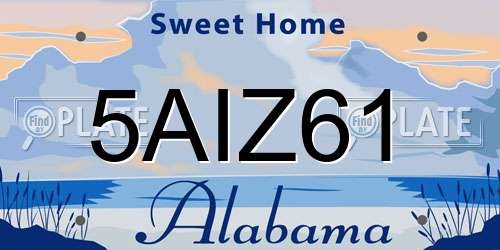 5AIZ61 Alabama License Plate