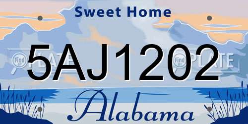 5AJ1202 Alabama License Plate