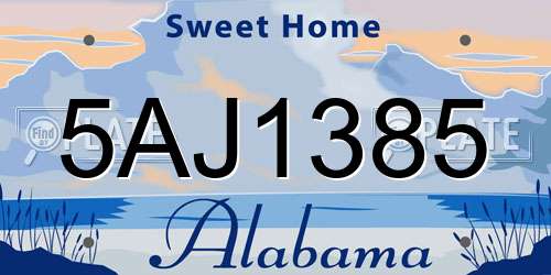 5AJ1385 Alabama License Plate