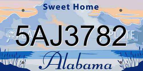 5AJ3782 Alabama License Plate