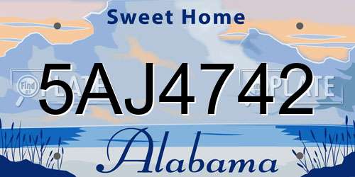 5AJ4742 Alabama License Plate